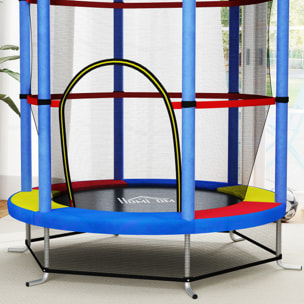 Cama Elástica Infantil Ø140x190 cm Trampolín para Niños de 3-6 Años con Red de Seguridad Carga 45 kg para Interior Multicolor