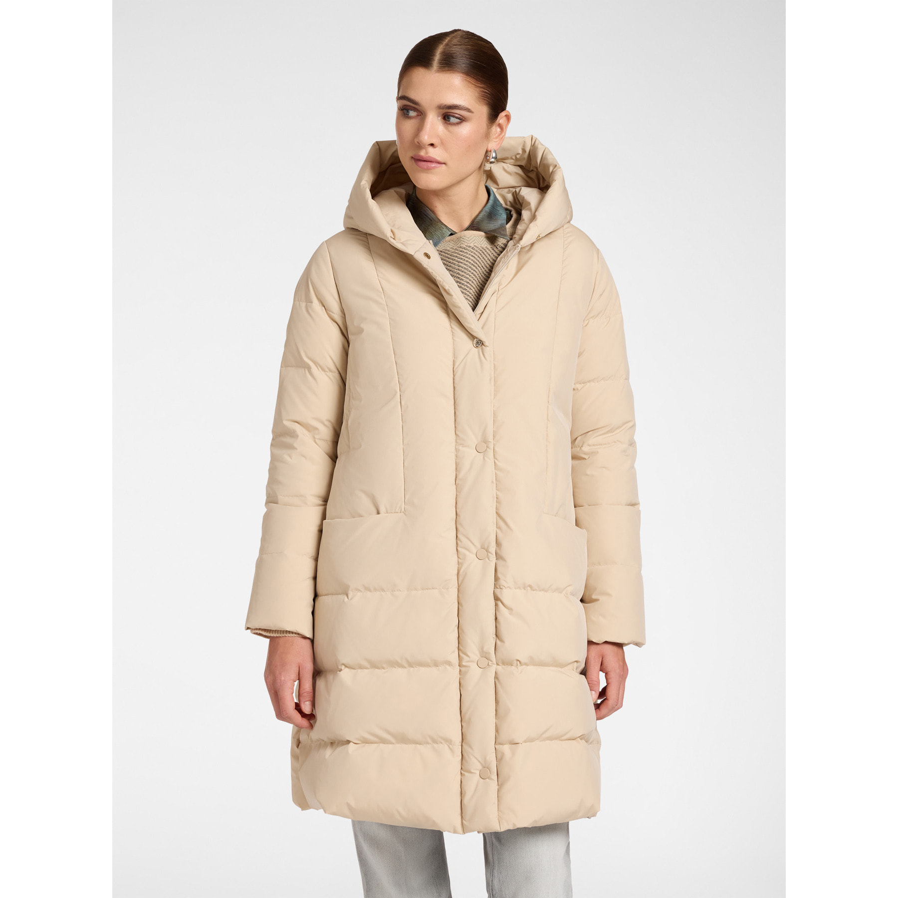 Elena Mirò - Piumino lungo in nylon trapuntato - Beige