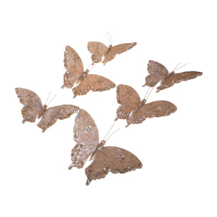 Farfalle 6 pz con clip e paillette - Pezzi 4 - ORO - Bianchi Dino SpA