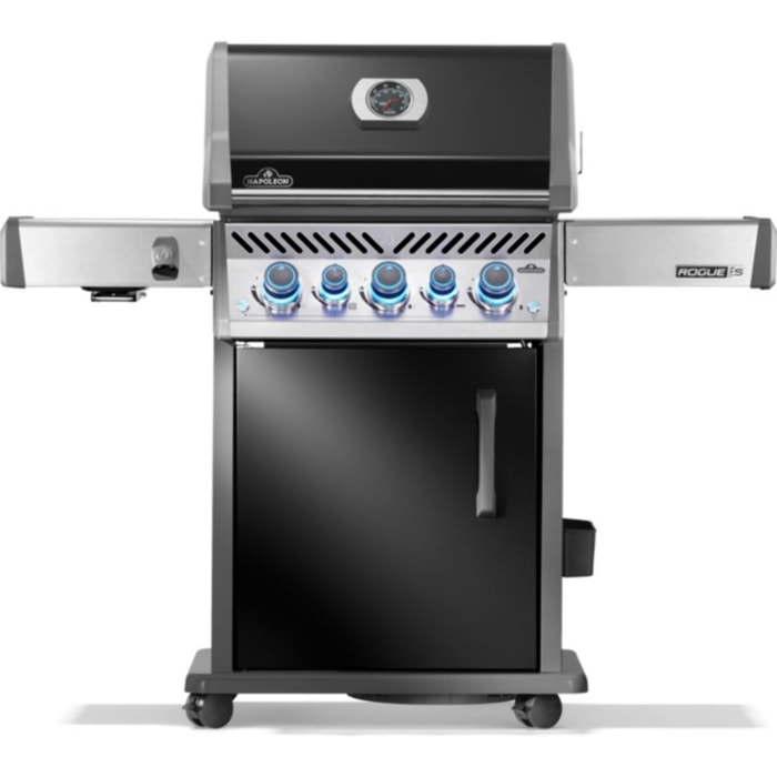 Barbecue gaz NAPOLEON Rogue RPS425RSIBPK2FRR noir 5 bruleurs sur chariot,  60x45 cm bruleurs latéral et arrière infrarouge