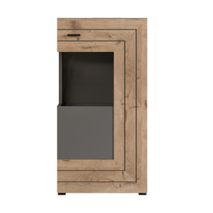 Wexford - vitrine - gris et effet bois - 60x117 cm - Bois / Gris