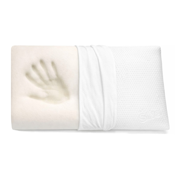 Guanciale Memory Foam Modello Saponetta con Federa Silver Cuscino Sfoderabile, Traspirante e Morbido