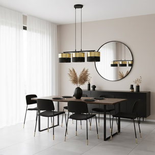 Lampada a sospensione Lux in acciaio nero e oro