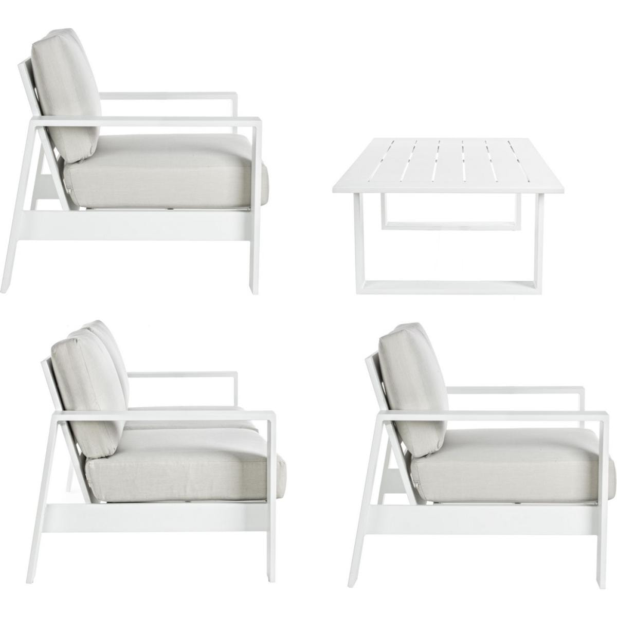 Set da giardino completo Bars in alluminio bianco