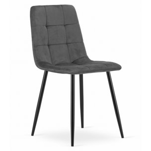 Set di 3 Sedie Kara in Velluto Grigio Antracite