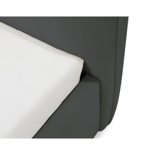 John - lit coffre - 140x200 cm - en velours - sommier inclus - Gris Anthracite