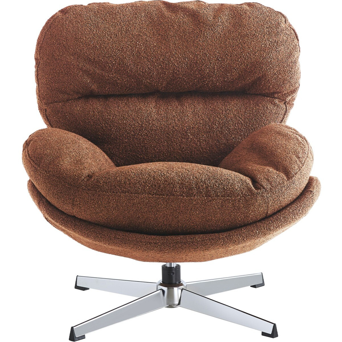 Fauteuil pivotant en tissu bouclé et piètement chromé - OLI