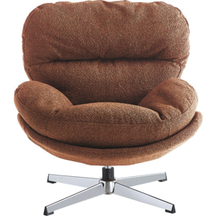 Fauteuil pivotant en tissu bouclé et piètement chromé - OLI
