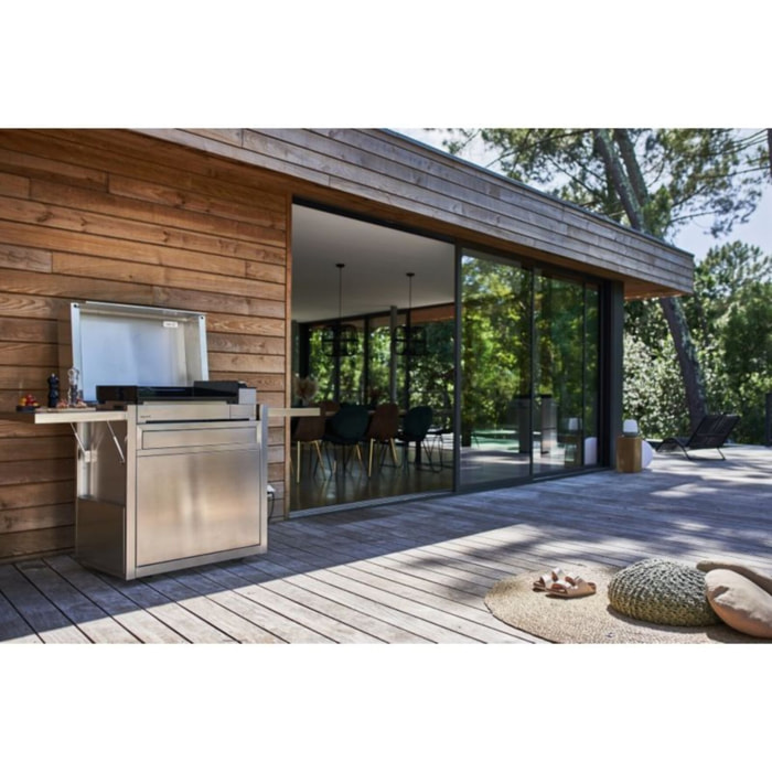 Chariot Plancha FORGE ADOUR CH PIF 75 en inox fermé compatible plancha Premium 75