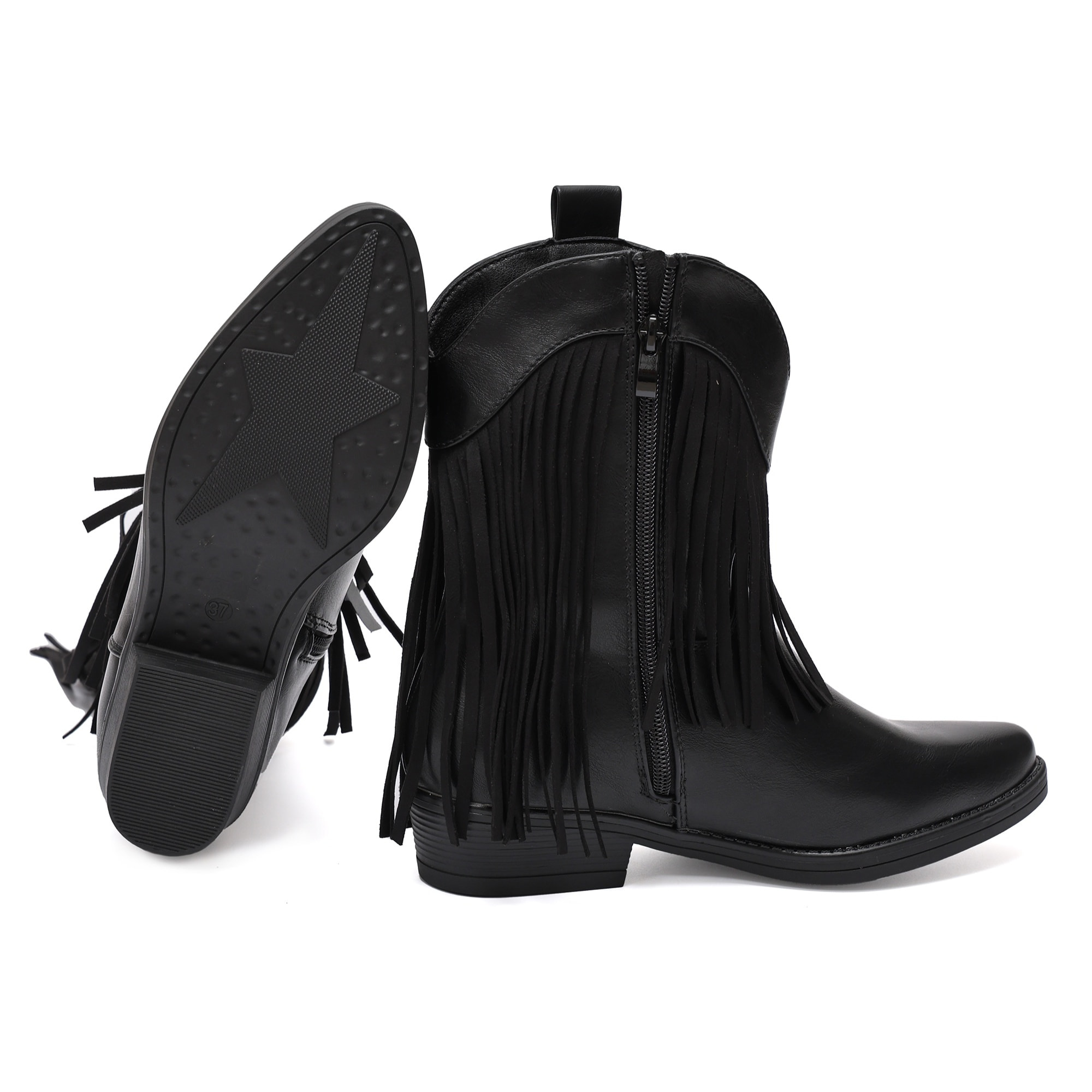 Stivaletto in simil pelle con frangia