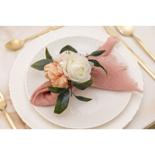 LOT DE 4 RONDS DE SERVIETTES BOUQUETS DE FLEURS