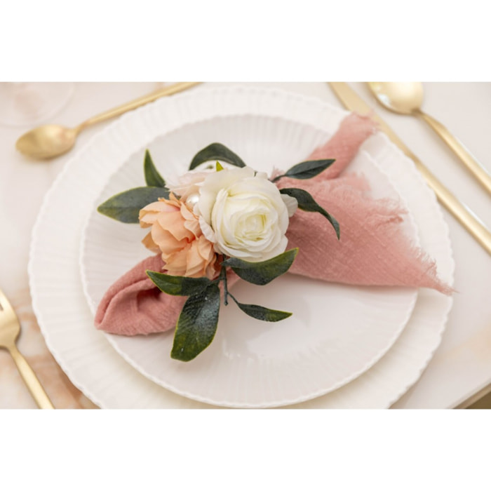 LOT DE 4 RONDS DE SERVIETTES BOUQUETS DE FLEURS