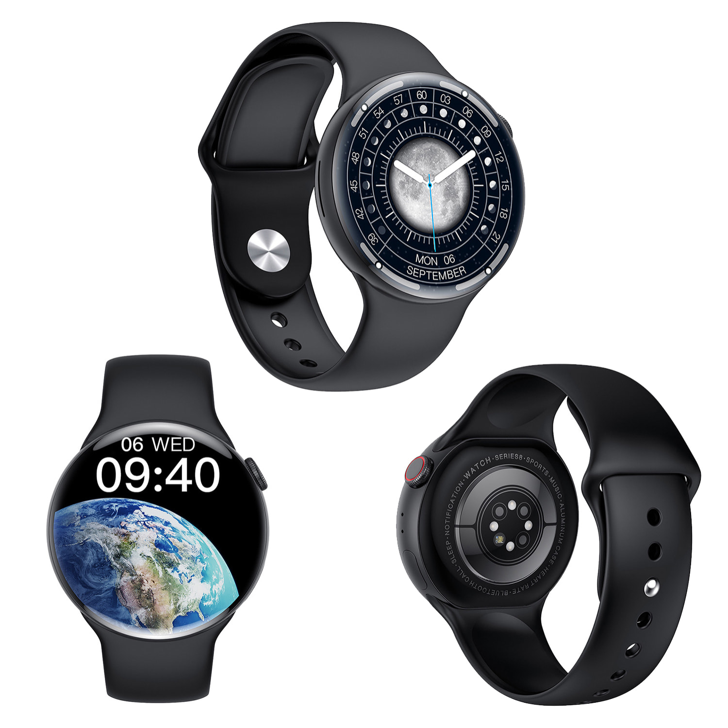Smartwatch Watch8Pro con modo multideportivo,  termómetro, O2 en sangre, tensión, ECG.