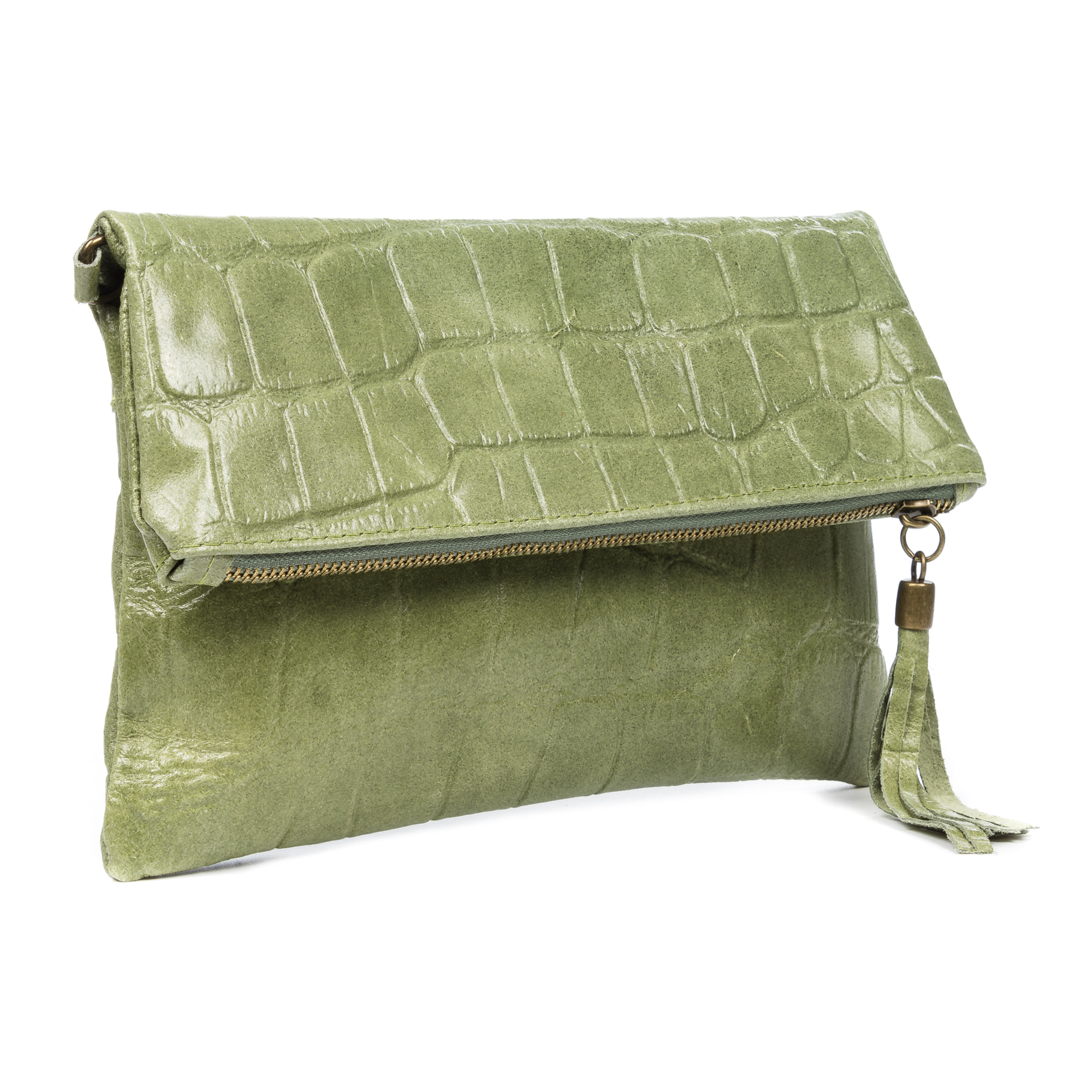 Lecce Borsa a tracolla Donna.Cuoio autentico Camoscio Inciso Coccodrillo