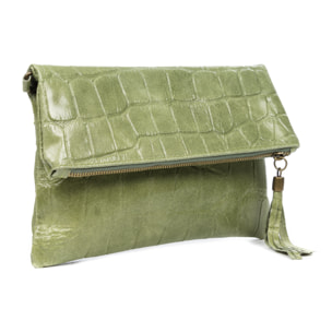 Lecce Borsa a tracolla Donna.Cuoio autentico Camoscio Inciso Coccodrillo