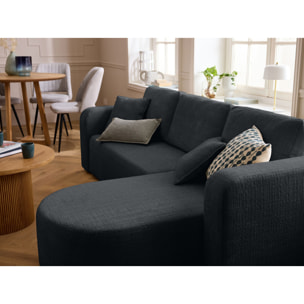 Miro - canapé d'angle réversible - 4 places - convertible avec coffre - en velours texturé - Gris Anthracite
