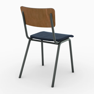 Lot de 2 chaises en bois foncé et velours bleu - Nico