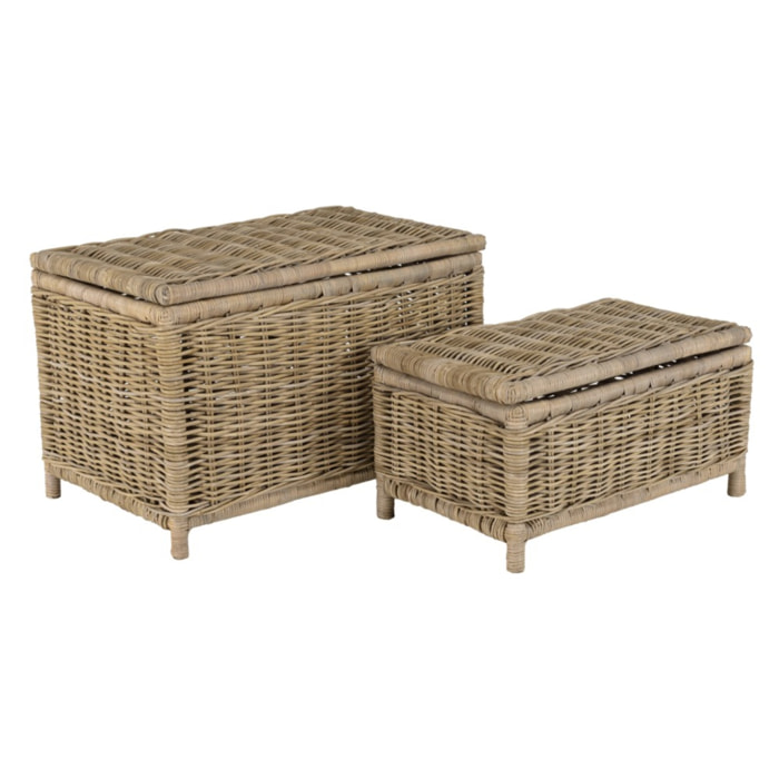 KALLY - Set de 2 coffres de rangement rectangulaires en kubu naturel