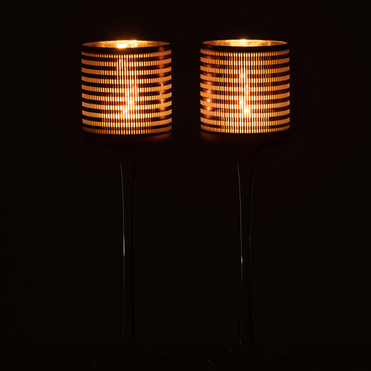 J-Line photophore Sur Pied Raye - verre - brun - small - 2 pièces