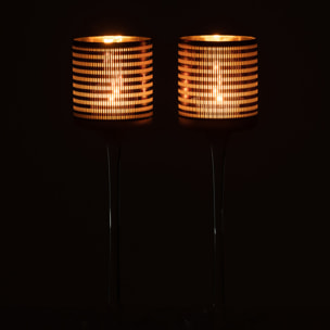 J-Line photophore Sur Pied Raye - verre - brun - small - 2 pièces