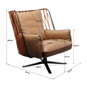 Fauteuil pivotant Paradiso marron Kare Design
