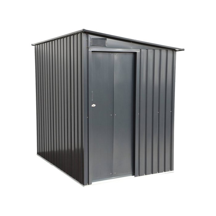 Abri de jardin adossable acier galvanisé 2,91m² avec porte coulissante et kit d'ancrage BRAY