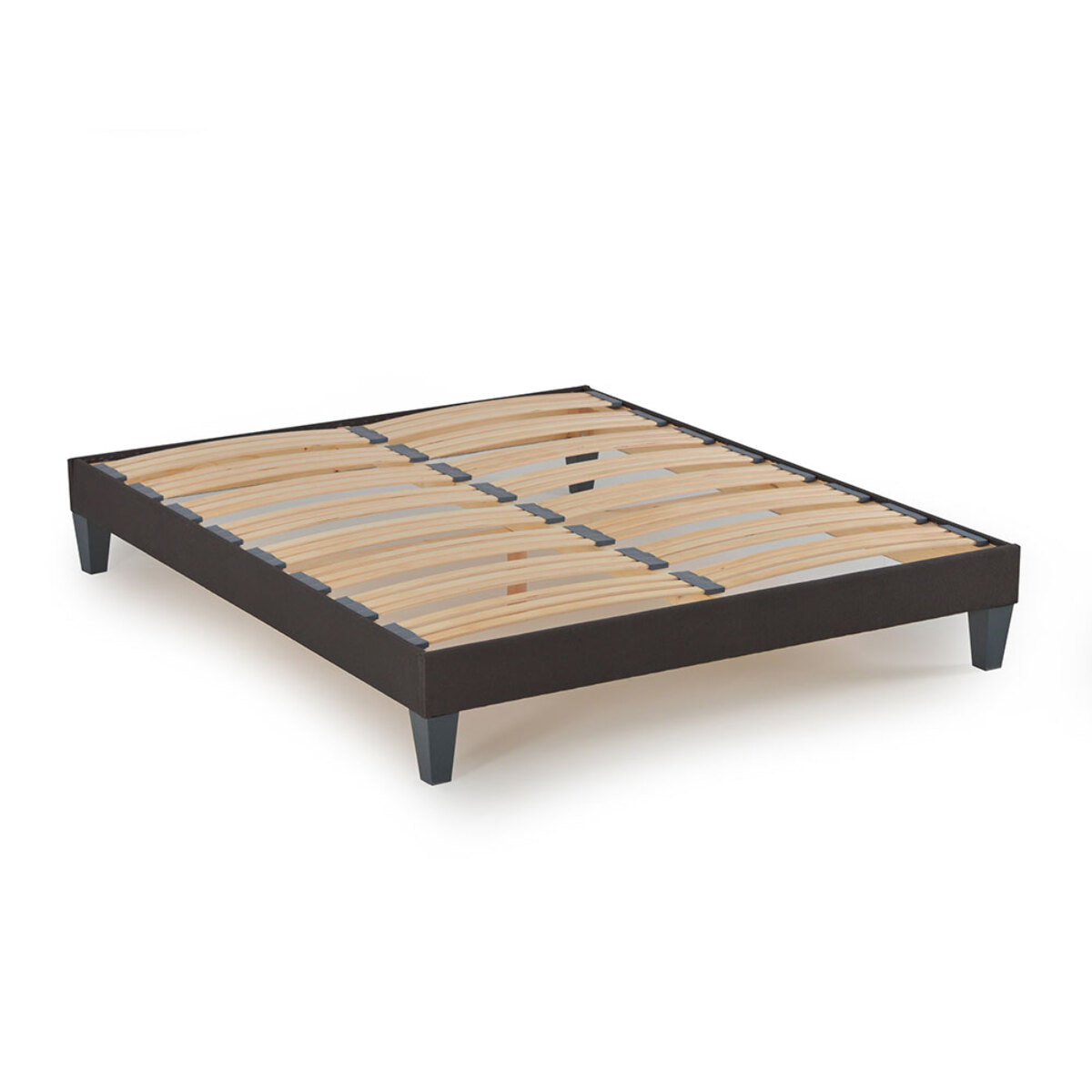 Sommier en Kit tri-lattes| Pin massif & Tissu Gris Anthracite