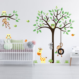 Stickers muraux | Sticker Mural Autocollant - ANIMAUX ÉLÉGANTS DANS LA JUNGLE - Stickers adhésifs