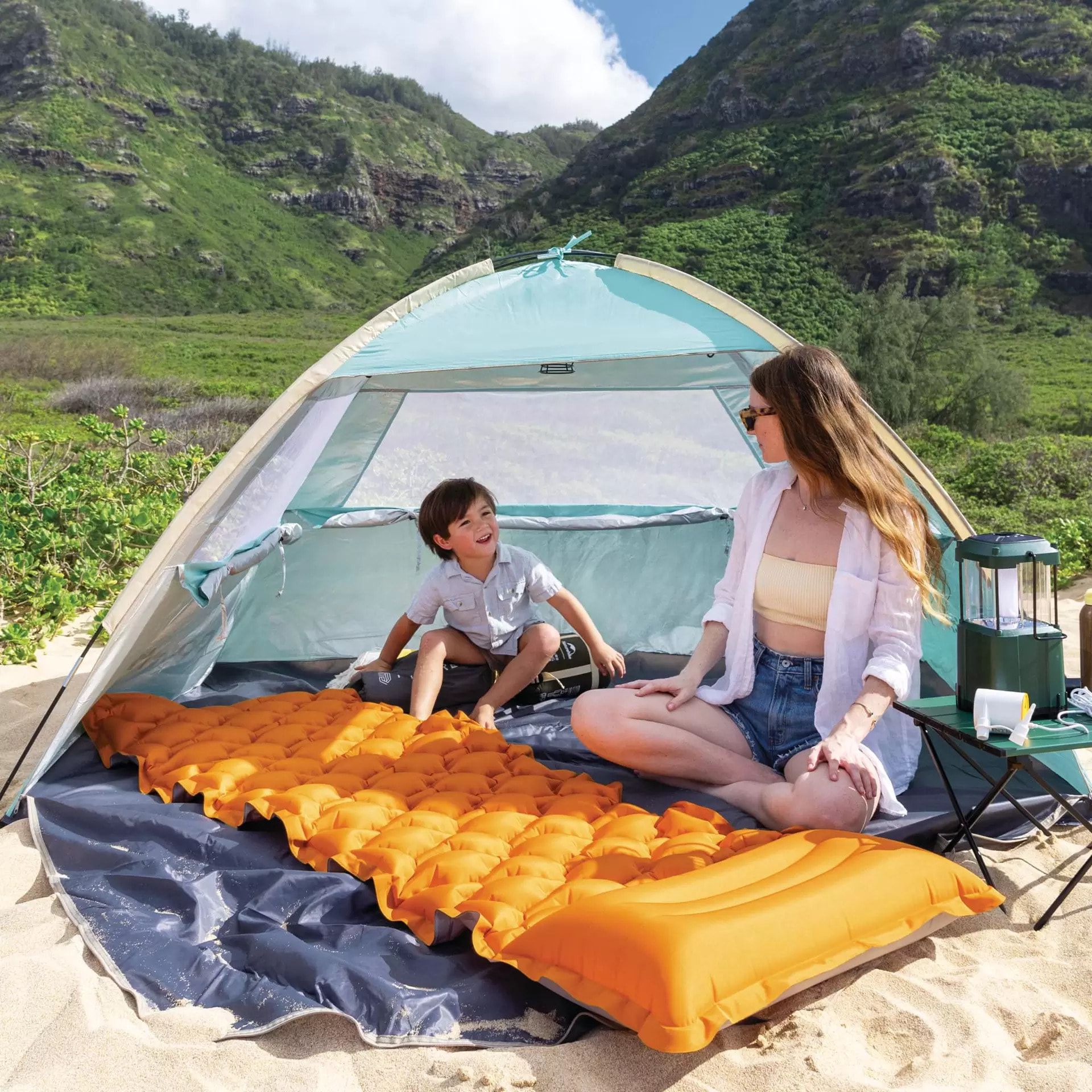 Intex 64098NP - Materasso Gonfiabile Camping Singolo in TPU, Struttura Ondulata, Arancione, 71x191x11 cm