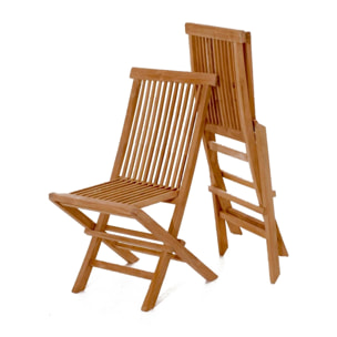 Table rectangulaire 4 chaises et 2 fauteuils en teck huilé NARRA
