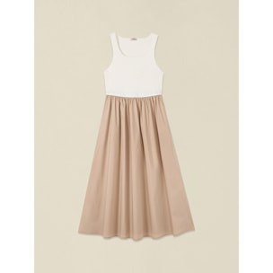 Oltre - Vestito bimaterico con cintura - Beige