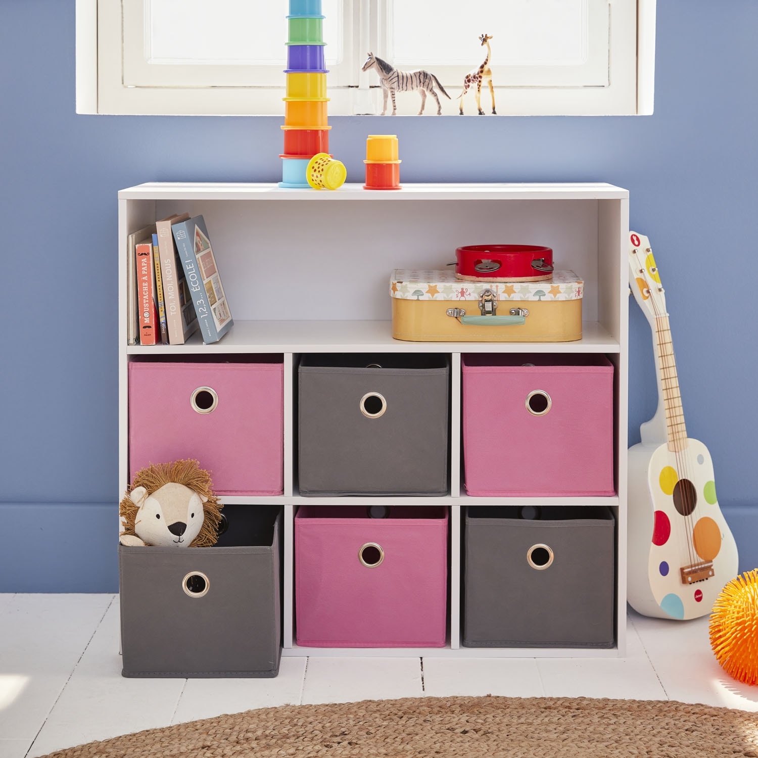 Meuble rangement enfant 6 paniers CAMILLE