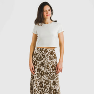 Falda midi viscosa bambula Alexis Marrón