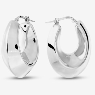 Orecchini a Cerchio Lucidi Design a Scudo placcati Rodio