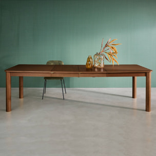 Table à manger rectangulaire extensible bois d'hévéa et placage chêne 6 à 10 places SOLENE