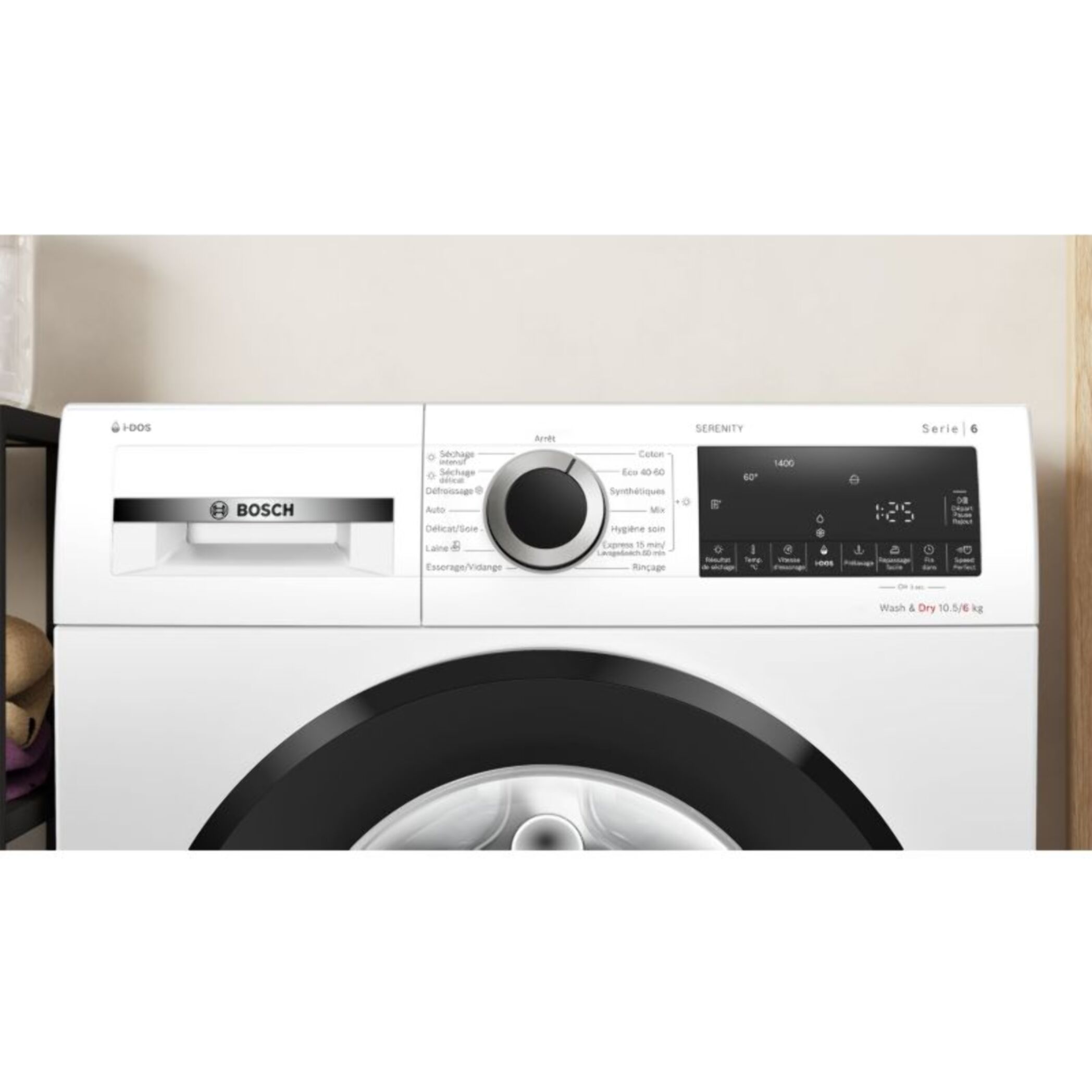 Lave linge séchant hublot BOSCH WNG254ASFR - 10,5/6 kg - 1400 tr/min - Classe D - Moteur induction - Dosage automatique - Série 6