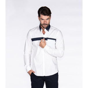 Camicia Uomo Popeline Stretch Unito Bianco