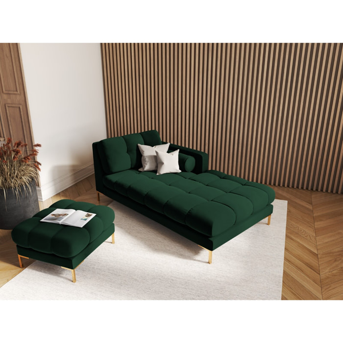 Méridienne droite "Bali" en velours vert bouteille