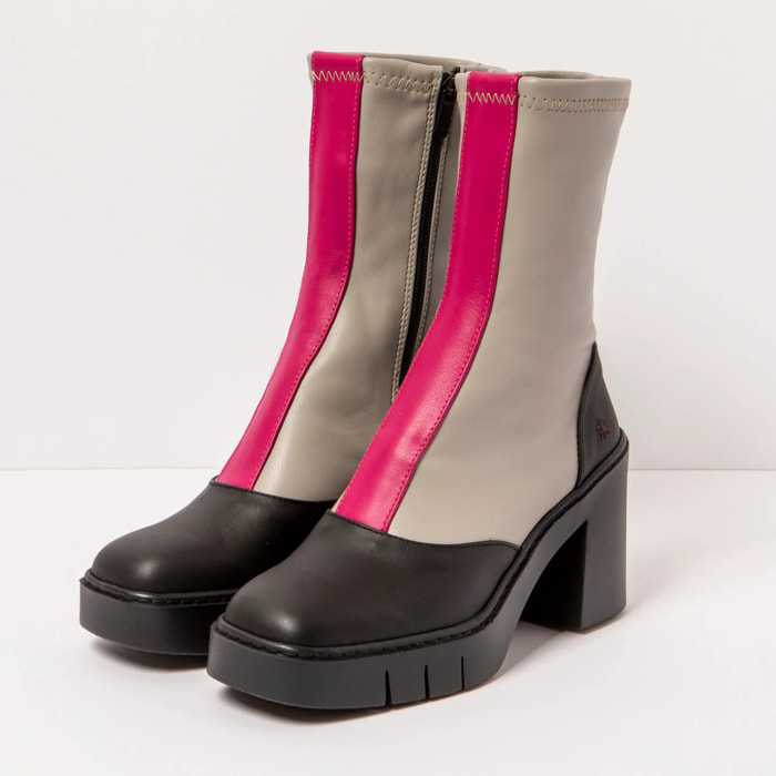 Botines con tacón 1973 NAPPA BLACK-GREY/BERNA color Black-grey