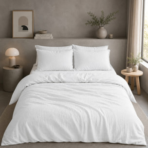 Housse de couette 100% gaze de coton lavé blanc pur