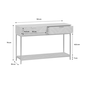 Console. Budapest. deux tiroirs. une étagère. L 110 x l 35 x H 75cm