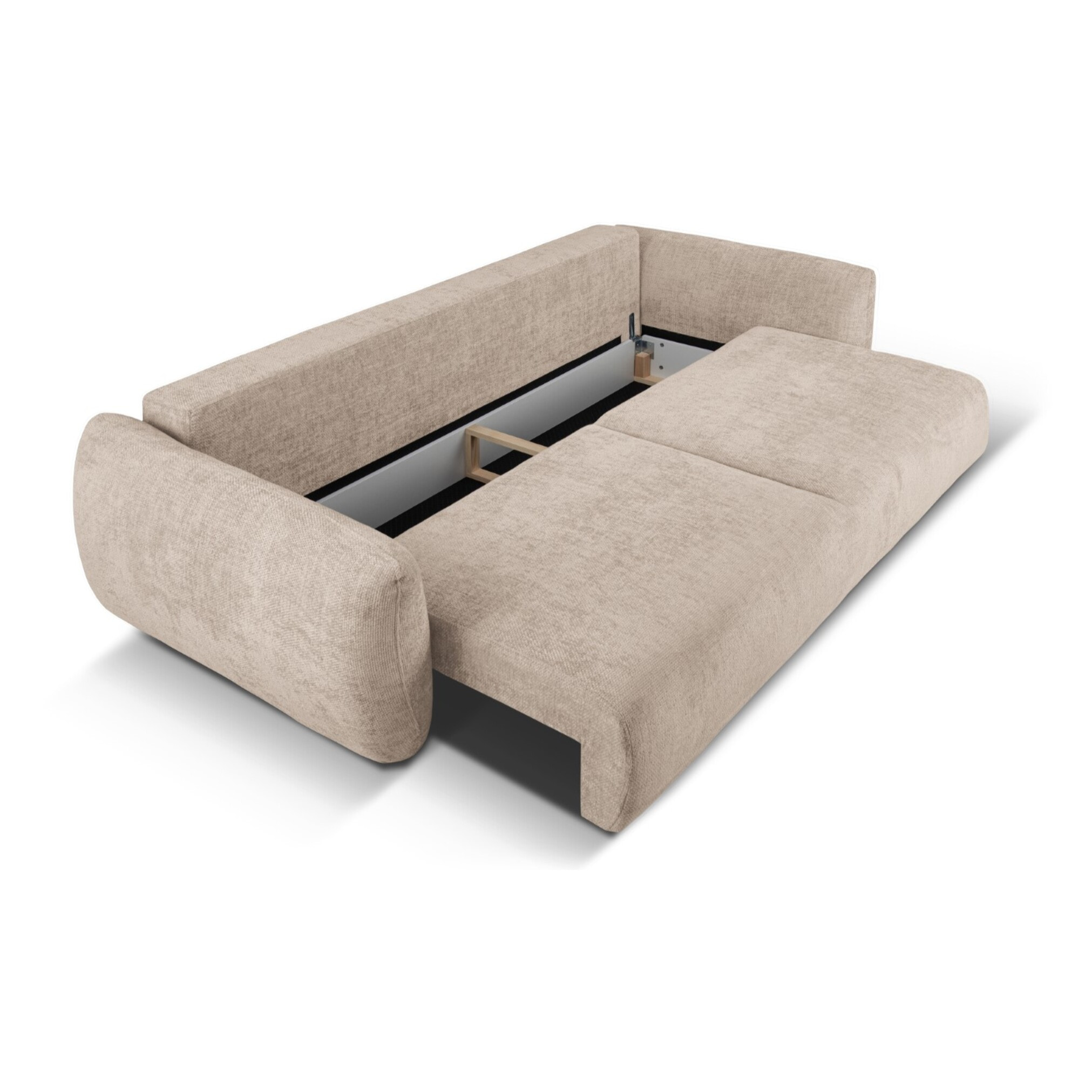 Canapé convertible avec coffre de rangement "Matera" 3 places en chenille beige