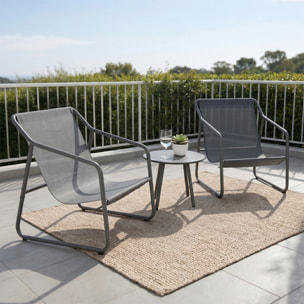 Ensemble de jardin 2 fauteuils gris avec table basse ANTHI