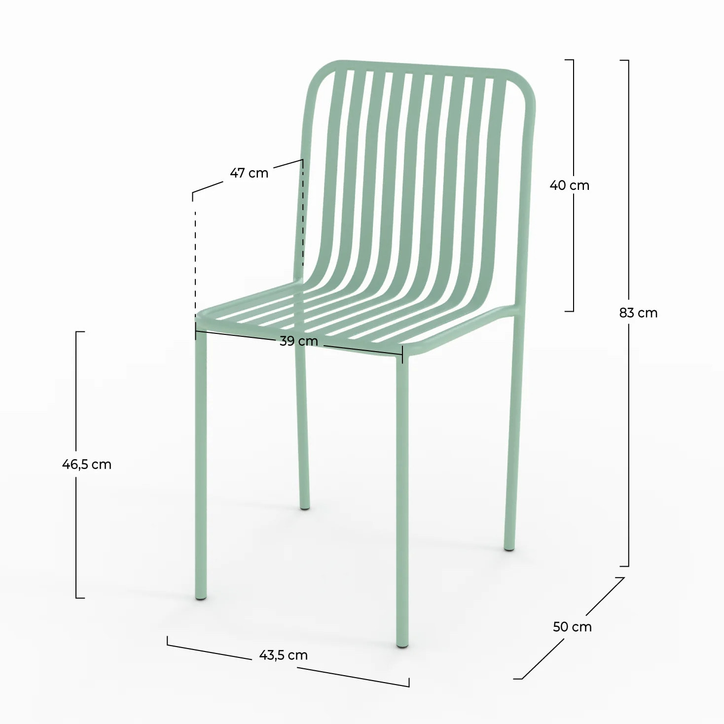 Lot de 2 chaises de jardin en métal vert clair - Yumi