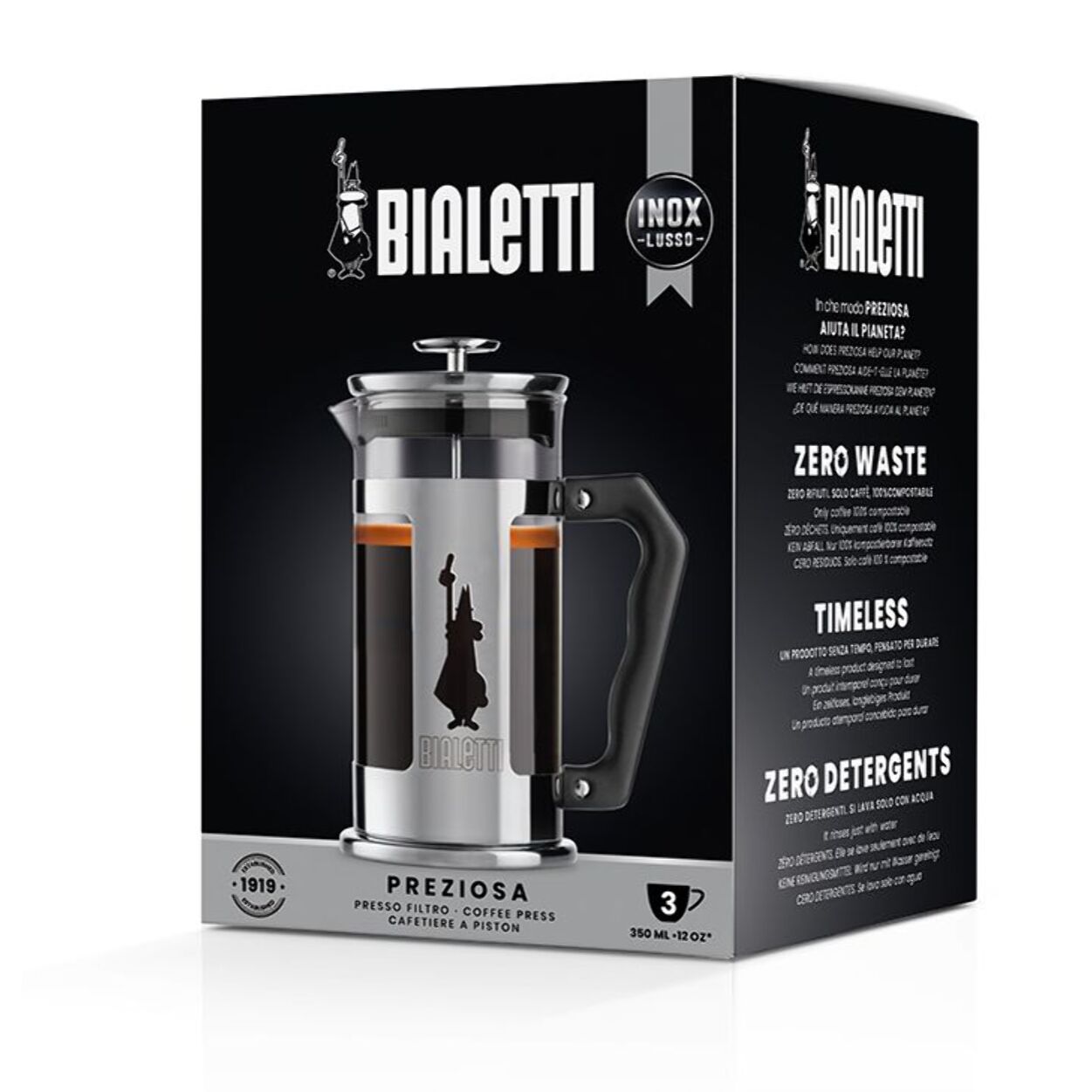 Cafetière à piston BIALETTI French Press Preziosa - capacité 3 tasses