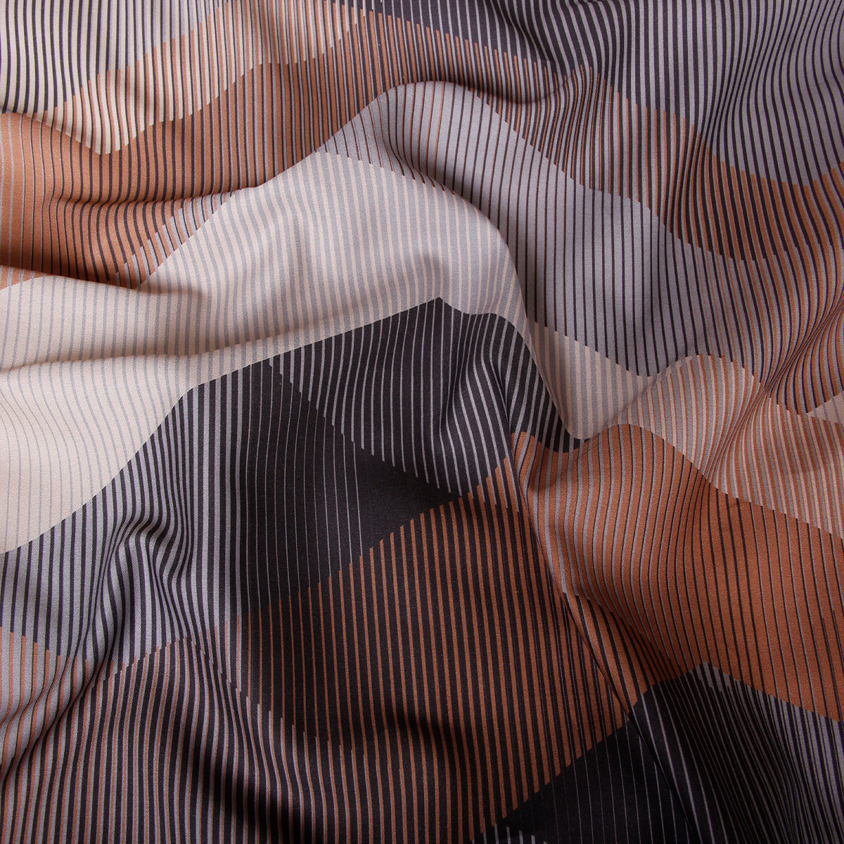 Lot de 2 Taies d'oreiller satin de coton imprimé Helix Brown