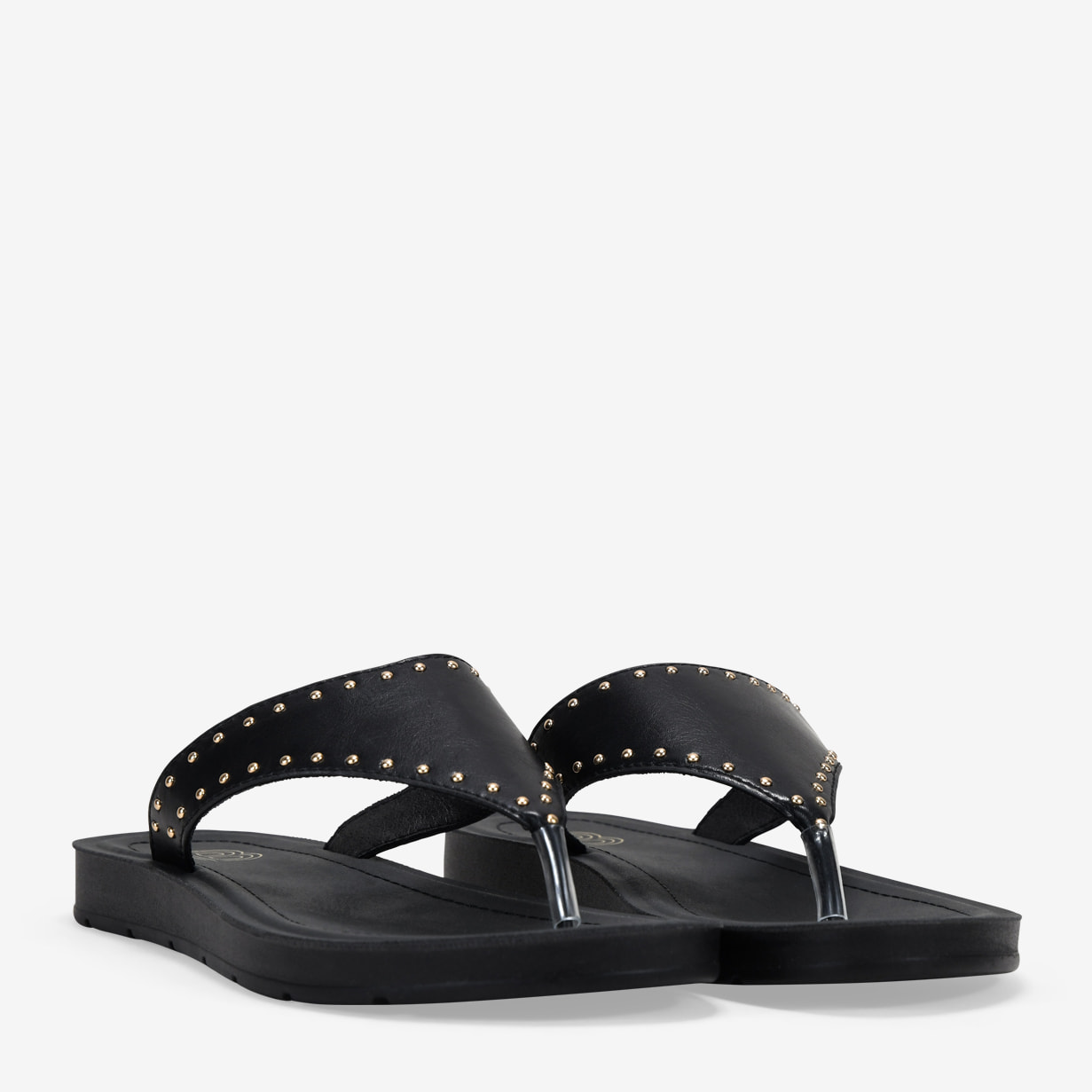 Sandalias de dedo negras con tachuelas