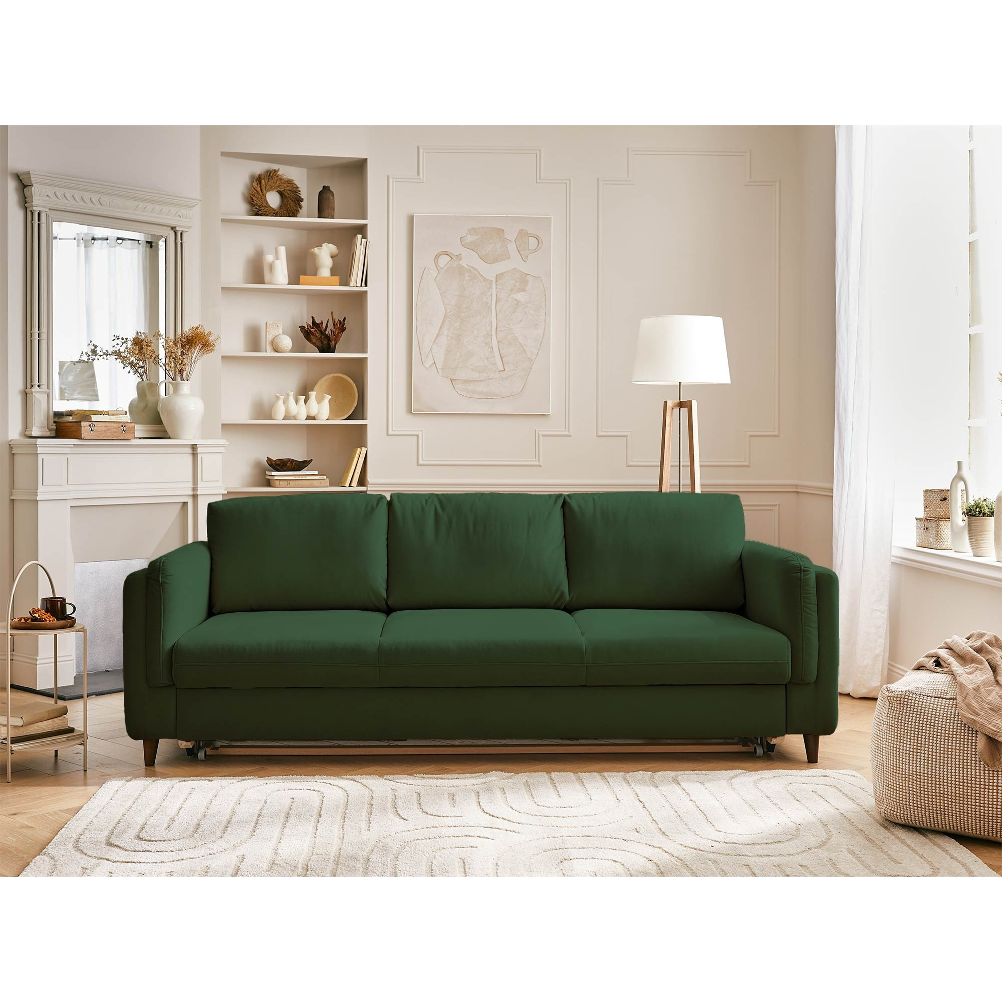 Brooke - canapé 3 places - convertible - en velours - Vert