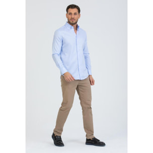 Camicia Uomo 2 Bottoni Button Down Slim Oxford unito Celeste