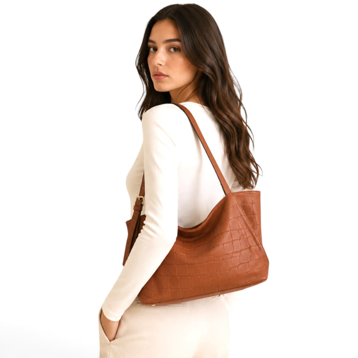 Borsa a Spalla Cheval Firenze Sarin Croc Cuoio